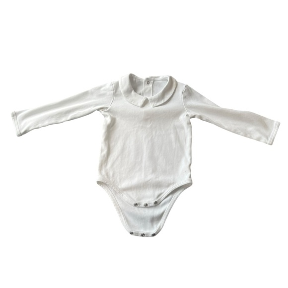 Classic White Peter Pan Collar Long Sleeve Onesie – Size 18/24M - Picture 1 of 9